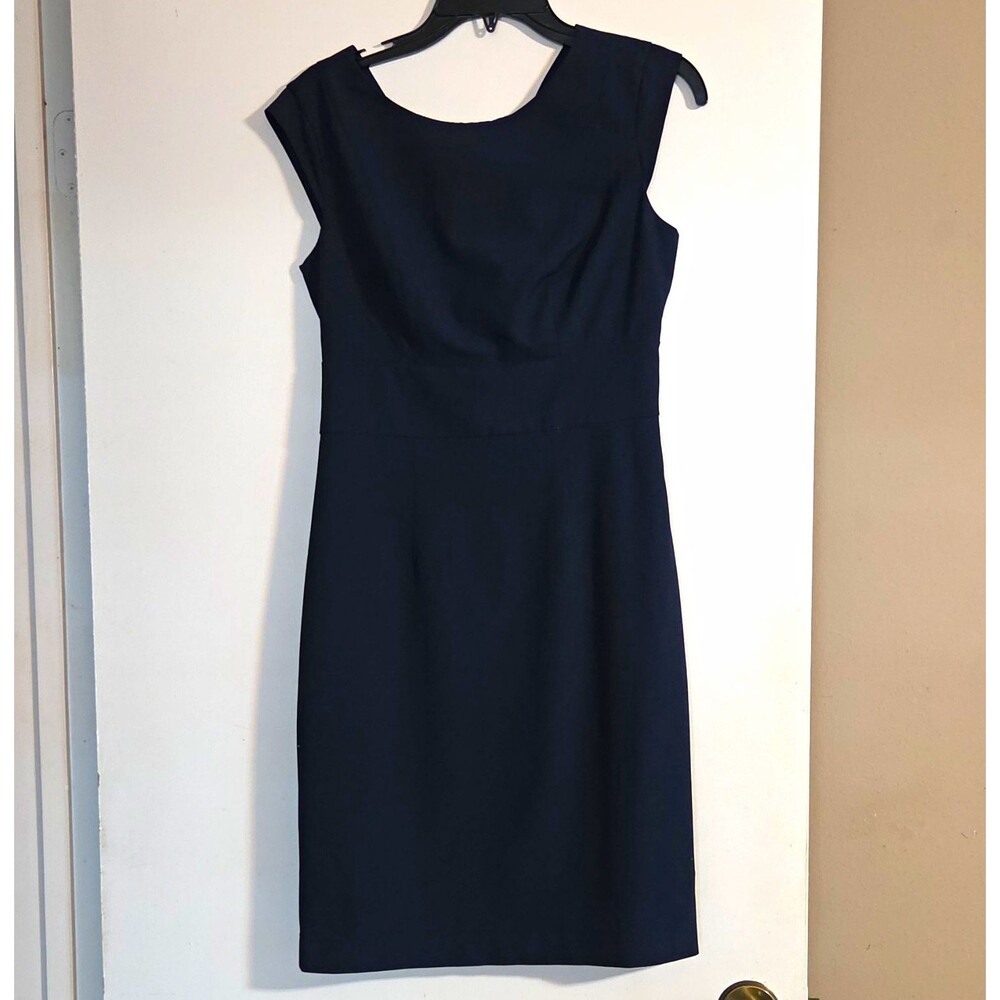 The Limited Navy Sleeveless Round Neck Sheath Knee Dress Zip Closure Size 2